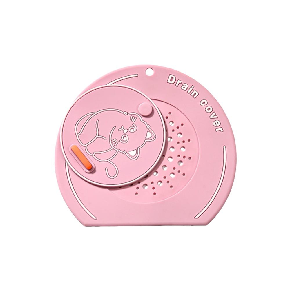 Anti Odor Floor Drain Cover Cartoon Cat Kitchen Sink Seal Mat  for Bathroom Hair Collection