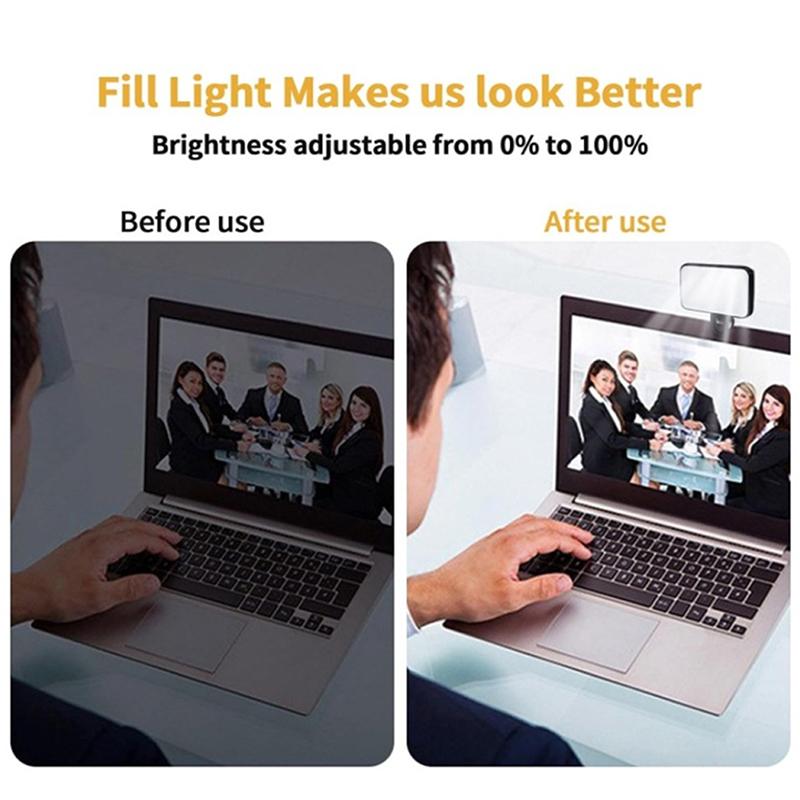 

Mini Selfie Fill Light Rechargeable 3 Color Modes Adjustable Brightness Clip On Mobile Phones Computers Photography Led Lights