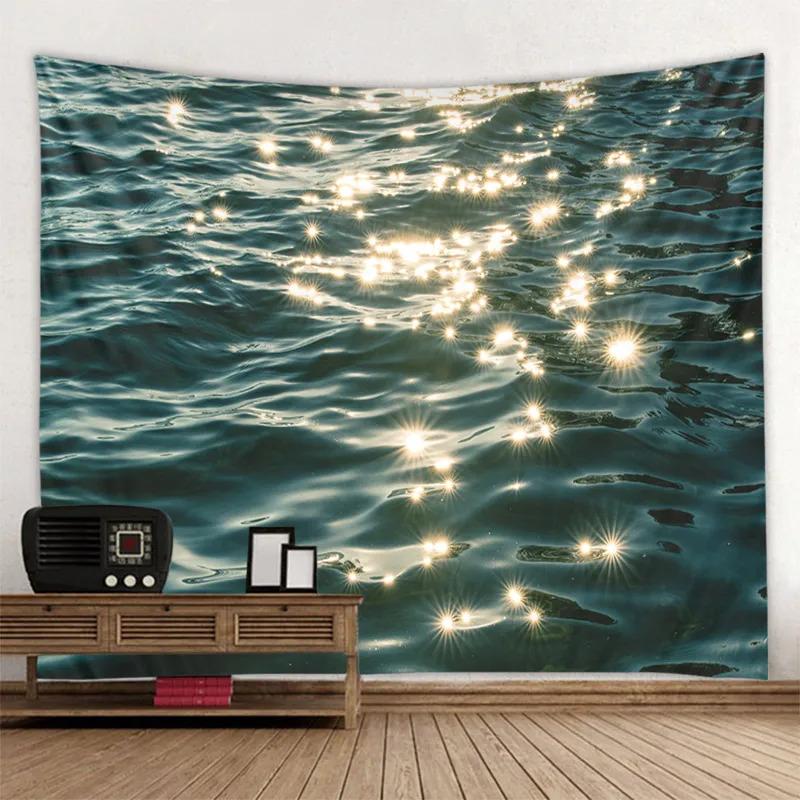 VIKAMA Artistic Seascape Tapestry Shimmering Ocean Landscape Tapestry Ideal For Living Room And Bedroom Ambience Decoration