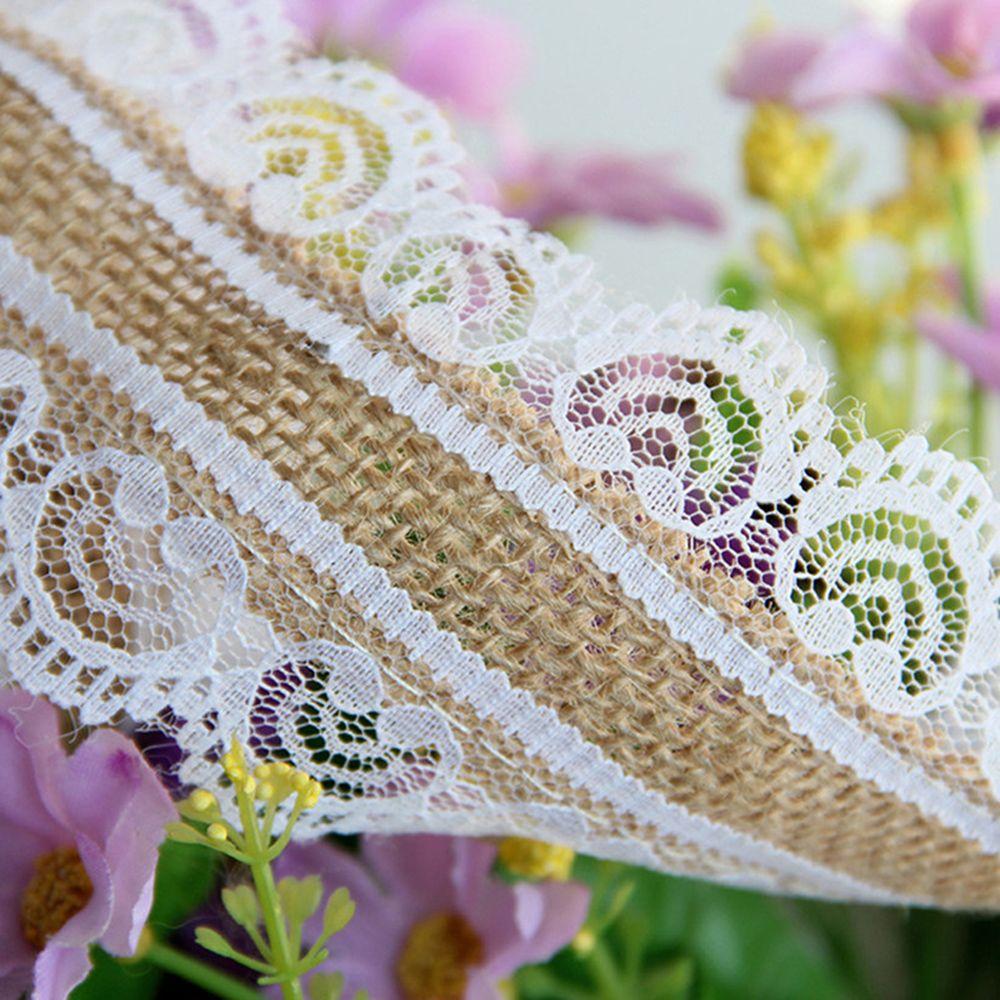 1m/roll Craft Wedding Satin Bow Hessian Ribbon Sisal Trim Jute Burlap Lace Edge