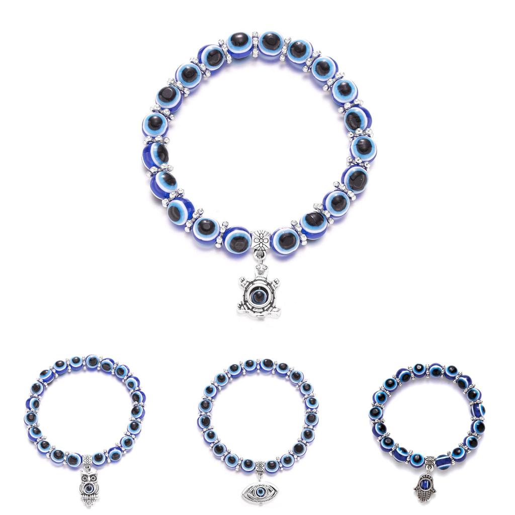 Blue Eyes Hand Bracelet With Geometric Design And Alloy Resin Material For Women