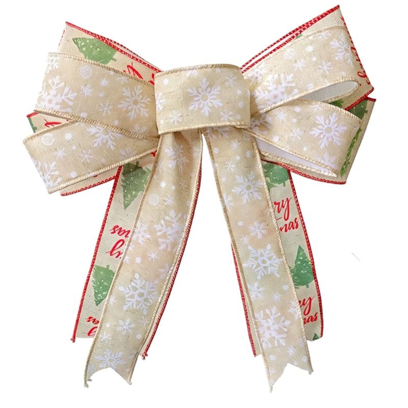 Double Layer Christmas Ribbon Accent Set of 2, Fabric Hanging Pieces for Tree Entry Wall Wreath and Gift Finish