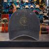 Golden Spiral Pattern Washed Denim Baseball Cap Adjustable Sun Hat Unisex Outdoor Travel Accessory