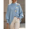 HNXC Women's  Long Sleeve Mock Neck Asymmetric Sweater Fashion Casual Autumn Winter Loose Sweaters Classic Exquisite