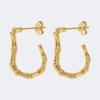 304 Stainless Steel Bamboo Texture C-Shape Hoop Earrings for Women