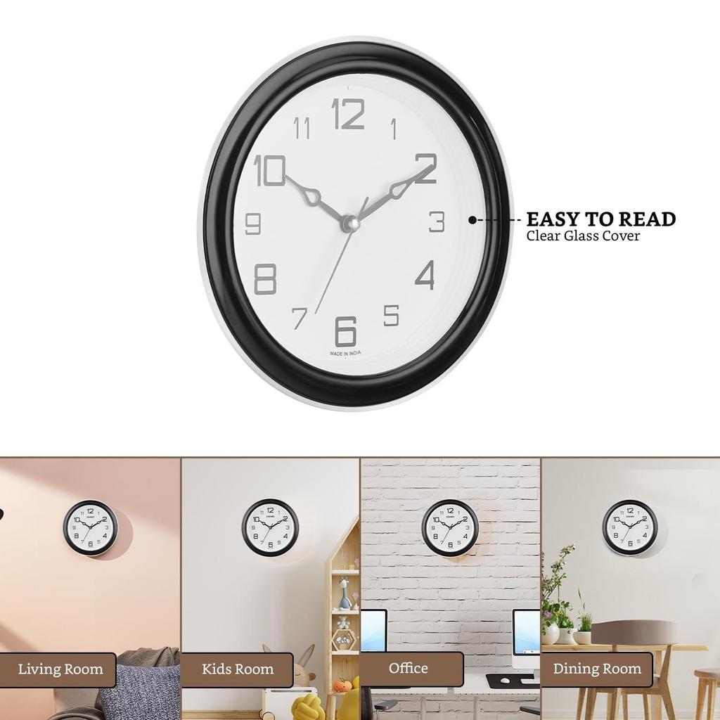 Abstract Wall Clock | Round | Plastic | 8 Inch | Black - Analog
