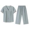Woven cotton gauze pajamas women's summer pure cotton cropped pants autumn cotton large size summer thin loungewear