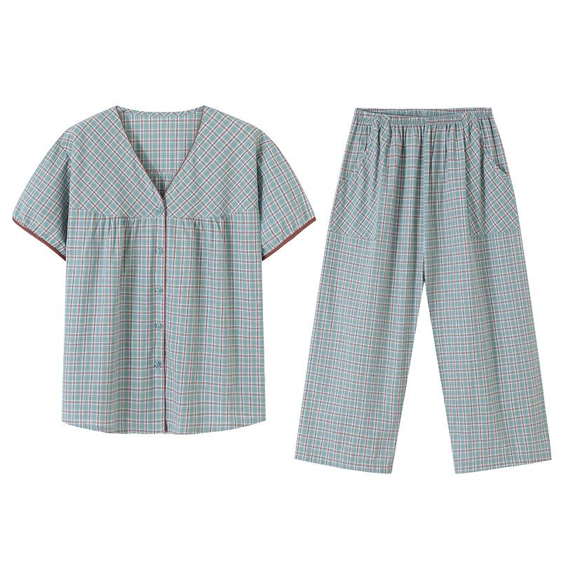 Woven cotton gauze pajamas women's summer pure cotton cropped pants autumn cotton large size summer thin loungewear