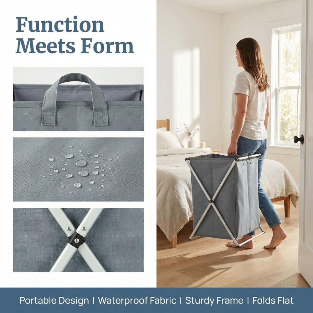 Durable Double Layer Laundry Basket Foldable Fabric Organizer Waterproof Dustproof Storage Basket Laundry Organize