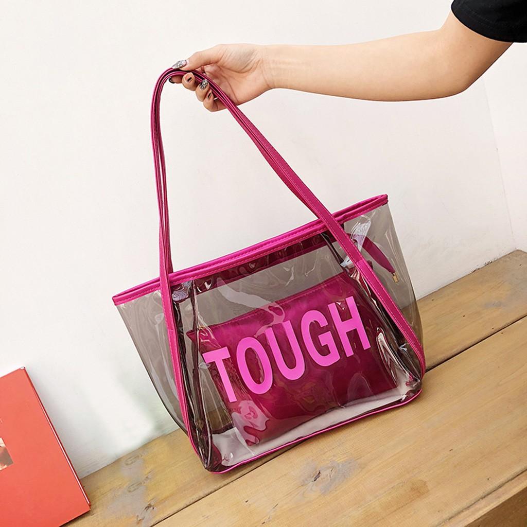Women Ladies Transparent Crossbody Messenger Handbag Beach Bags