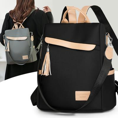 Mochila Color Block Grande Capacidade Antifurto Mochila Feminina Mochila Escolar para Estudantes