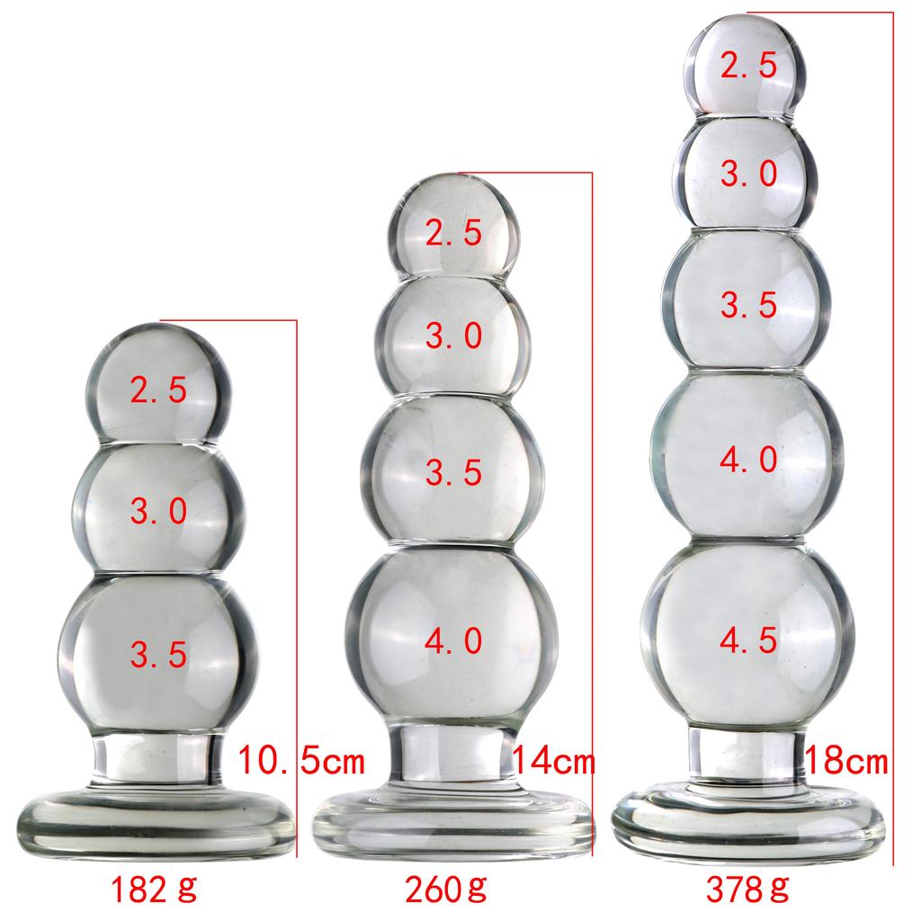 VaHppy Großer Glas-Analplug Backyard-Spielzeug 3/4/5 Kugeln SM BDSM Gay Analmasturbation Prostata-Massage Erwachsenenspiel Sexspielzeug