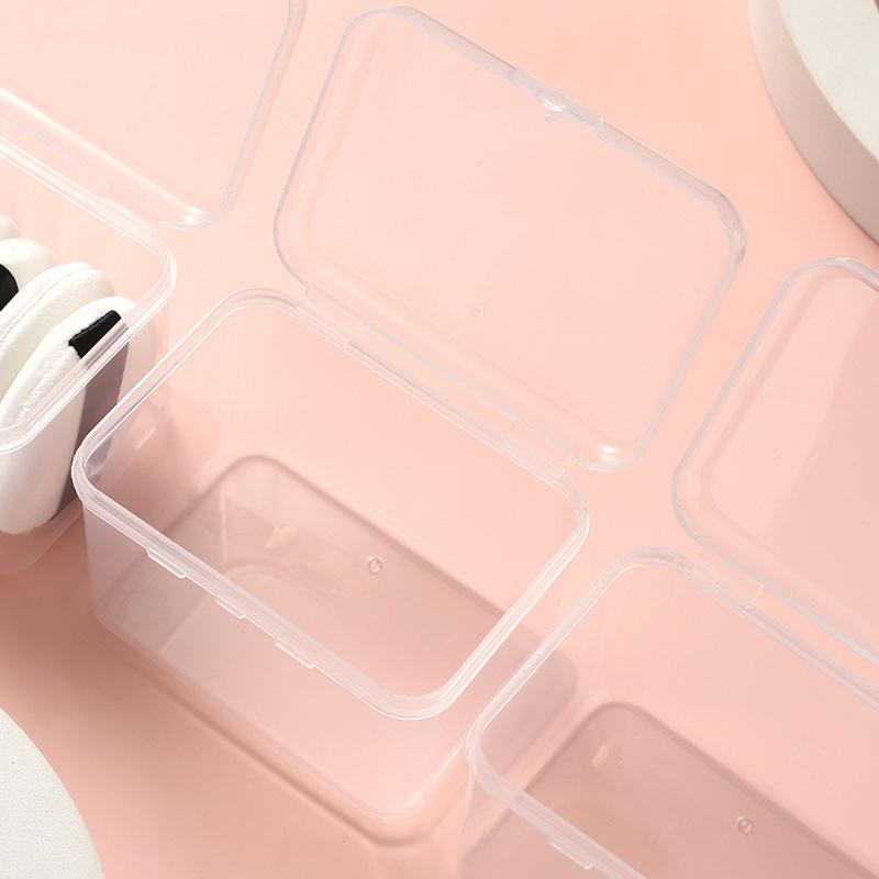 Transparent Square Makeup Storage Box, Swab Ball Holder Storage Box, Jewelry Beads Storage Box