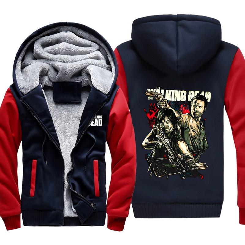 Cozy And Warm The Walking Dead Print Sweatshirts For Men With Ribbed Cuffs