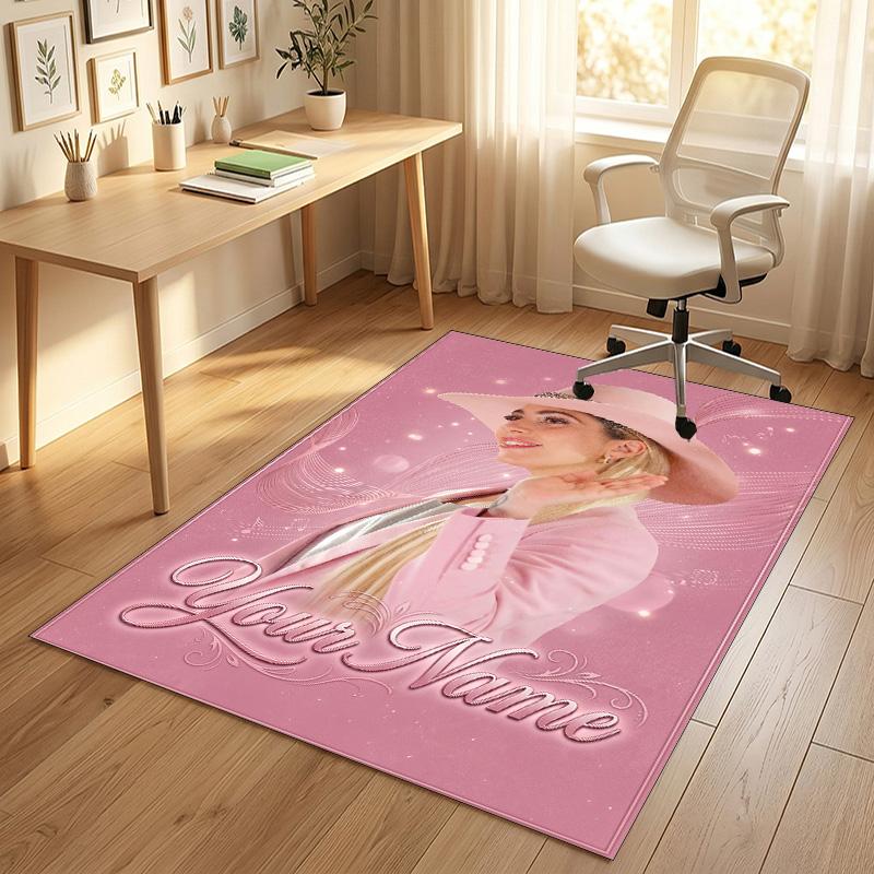 Personalized Crystal Velvet Carpet,Lady Gaga Custom Printed Name, Plush Area Rug For Home Indoor Decor