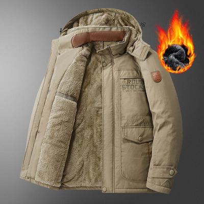 Men’s Plush Thickened Winter Cotton Coat: Warm Loose Fit for Middle-Aged & Elderly