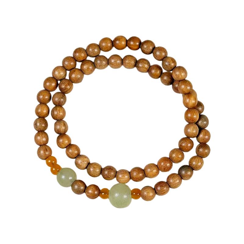 Green Sandalwood & Aventurine Double-Strand Buddhist Bead Bracelet for Men & Women