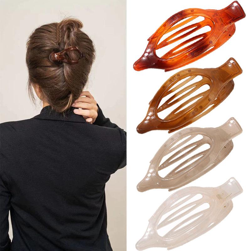

4pcs/Set Frosted Oval Hairpin Duck Beak Clip Headgear Large Back Head Plate Hairpin Hair Accessories