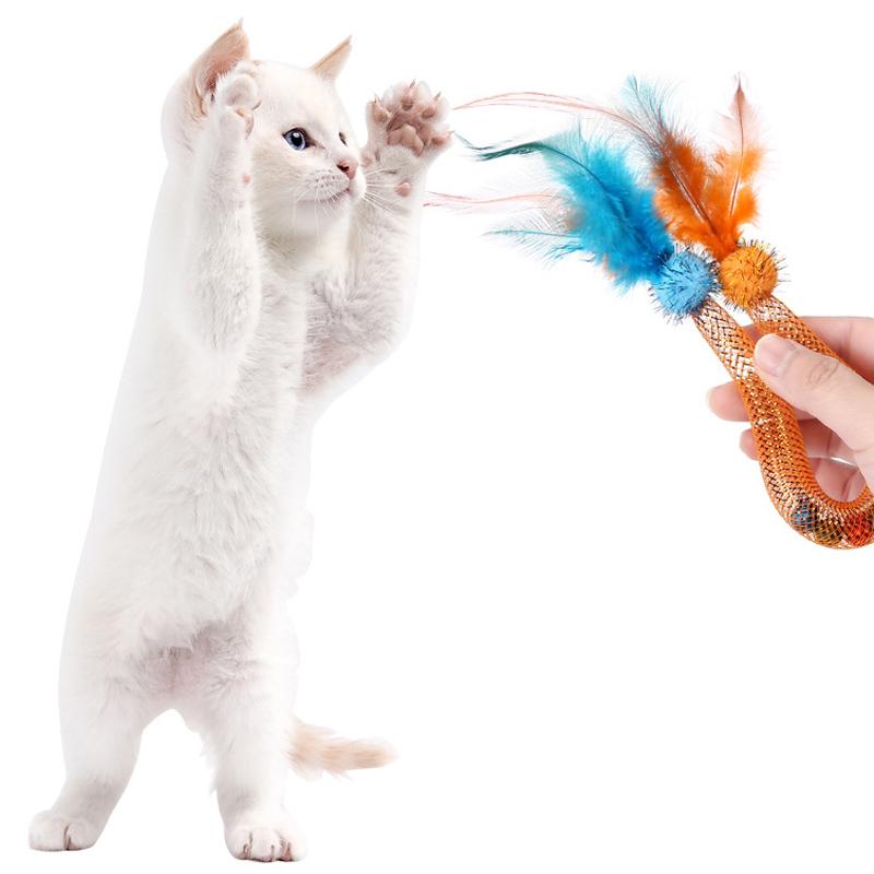 Cat Bite Elastic Rope Cat Toy Toys Toys Toys Toys Toys To Tease Cat Sticks To Relieve Boredom and Feathers