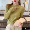 Autumn and Winter Semi-turtleneck Bottoming Sweater Women's Inner Pit Strip Pullover Shirt Solid Color Casual Tops Elegant Thin Simple Clothing