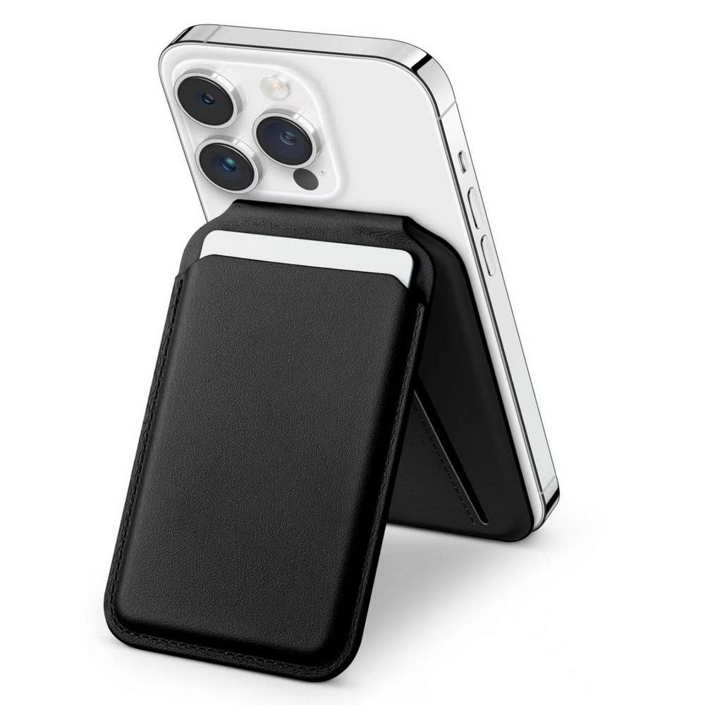 Apple MagSafe magnetic card bag bracket is suitable for Apple iPhone16Pro plain leather swivel card bag with mirror.