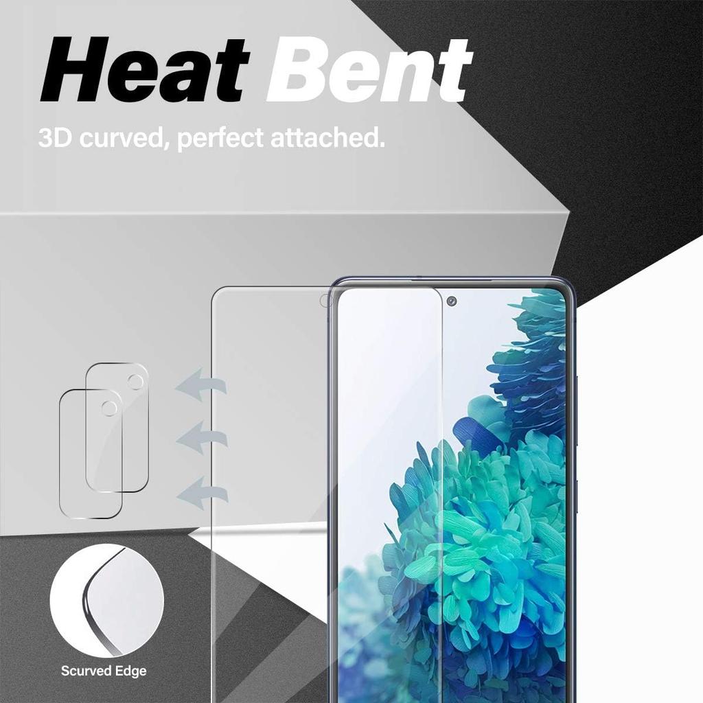 BIGFACE Galaxy S20 FE Tempered Glass Screen Protector + Camera Lens Protectors, 2 Pack, Anti-Bubble 3D Curved Accuracy Film