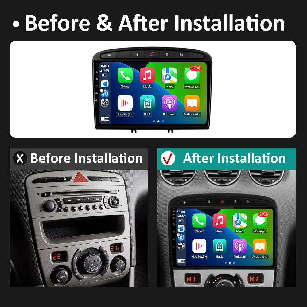 9 Inch Android Auto Car Video For Peugeot 408 308 308SW Radio Player Wireless Carplay DSP Stereo Autoradio QLED IPS Screen WIFI