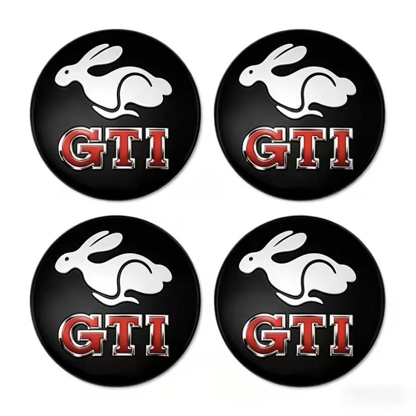 LVAXC1 4Pcs 56mm Car Wheel Center Stickers For VW GTI Polo Passat B6 B7 B8 Golf MK6 MK7 MK8 Tiguan Jetta ID.3 Beetle T-ROC CC Hub Cap