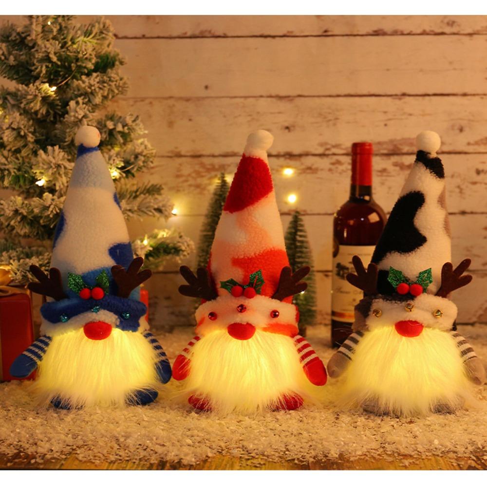 Schlitten Gesichtsloser Zwerg Puppe Ski 2024 Weihnachts-Gnom Puppe mit LED-Licht Elf Weihnachts-Gnom Gesichtsloser Puppe Heimdekorativ