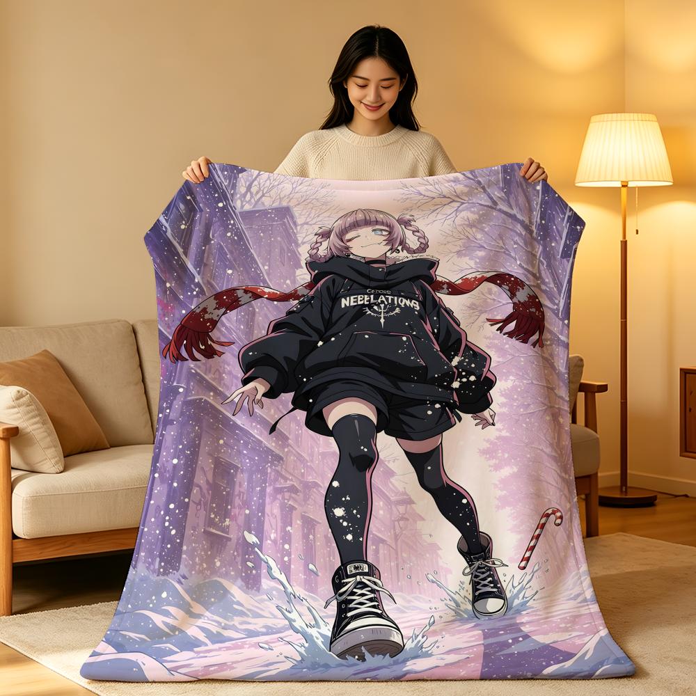 Anime N-Nazuna N-Nanakusa Throw High-Density Short Plush Blanket Soft Skin-Friendly for Sofa Nap Air-Conditioned Room