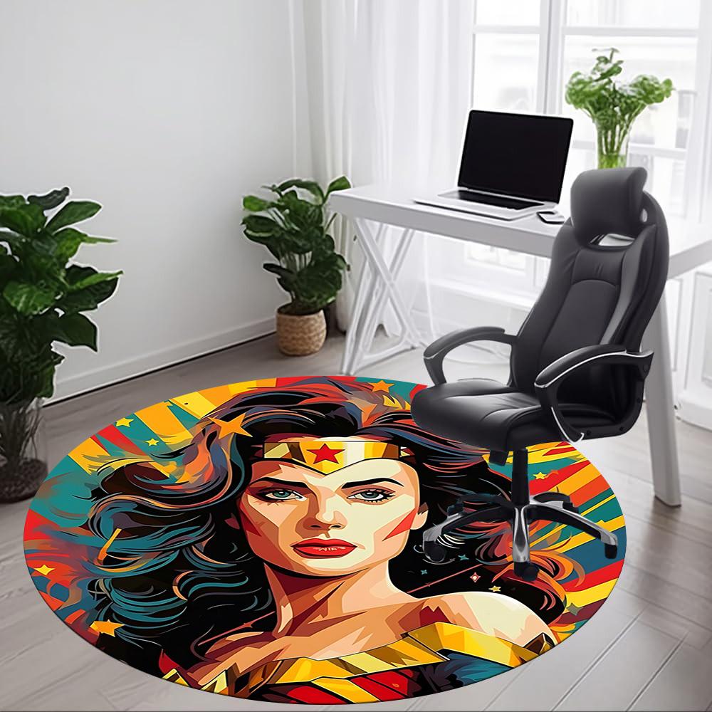 1pc Wonder Woman, Superhero Chair Carpet for Office Non-Slip, Indoor Non-Slip Washable Carpet, Non-Shedding Mat For Office yy251030075