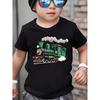 Boys' T-Shirt with a Green Train Design - Stylish Round Neck, Multi-Functional