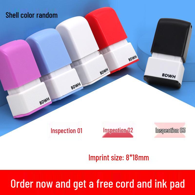 Medium QC Stamp: Auto-Inking, Employee & Pass Numbering, Inspection Approved.