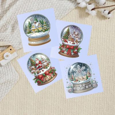 12Pcs Christmas DIY Diamond Painting Greeting Card Kit with Envelopes Diamond Art Painting Greeting Cards for Holiday Blessings