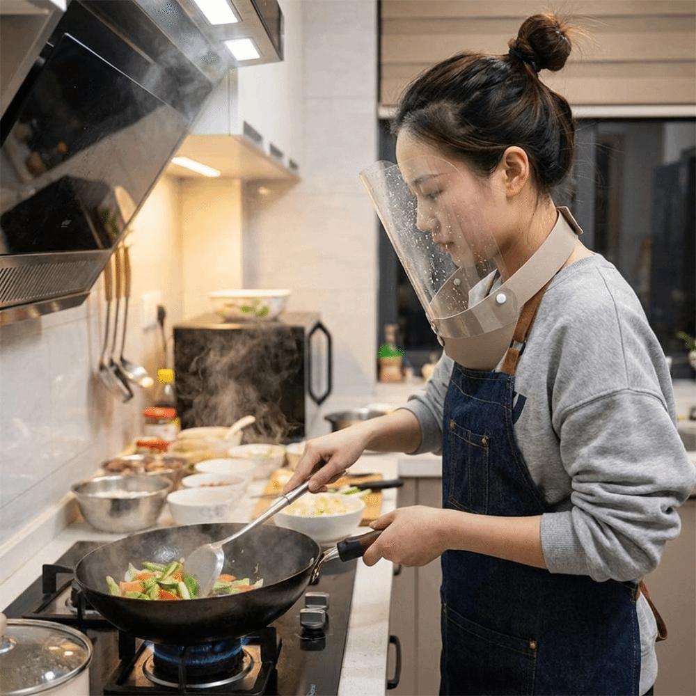 Ultra-Transparent Lens Full Face Cooking Shield Smooth Surface Clear Facial Cover Deep-Frying