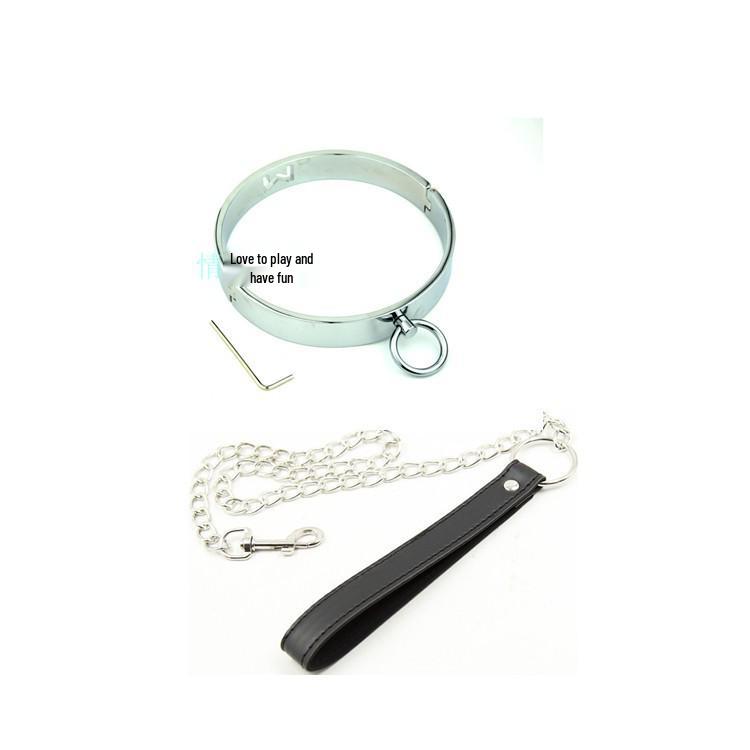 Metal Traction Collar with Nipple Clamps for BDSM Slave Training