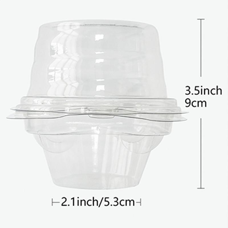 50 Stück Cupcake-Verpackungsbox Transparent Dessertbehälter Wiederverwendbar Stapelbar Dessert-Etui mit Domdeckel Muffins-Aufbewahrung für Partys