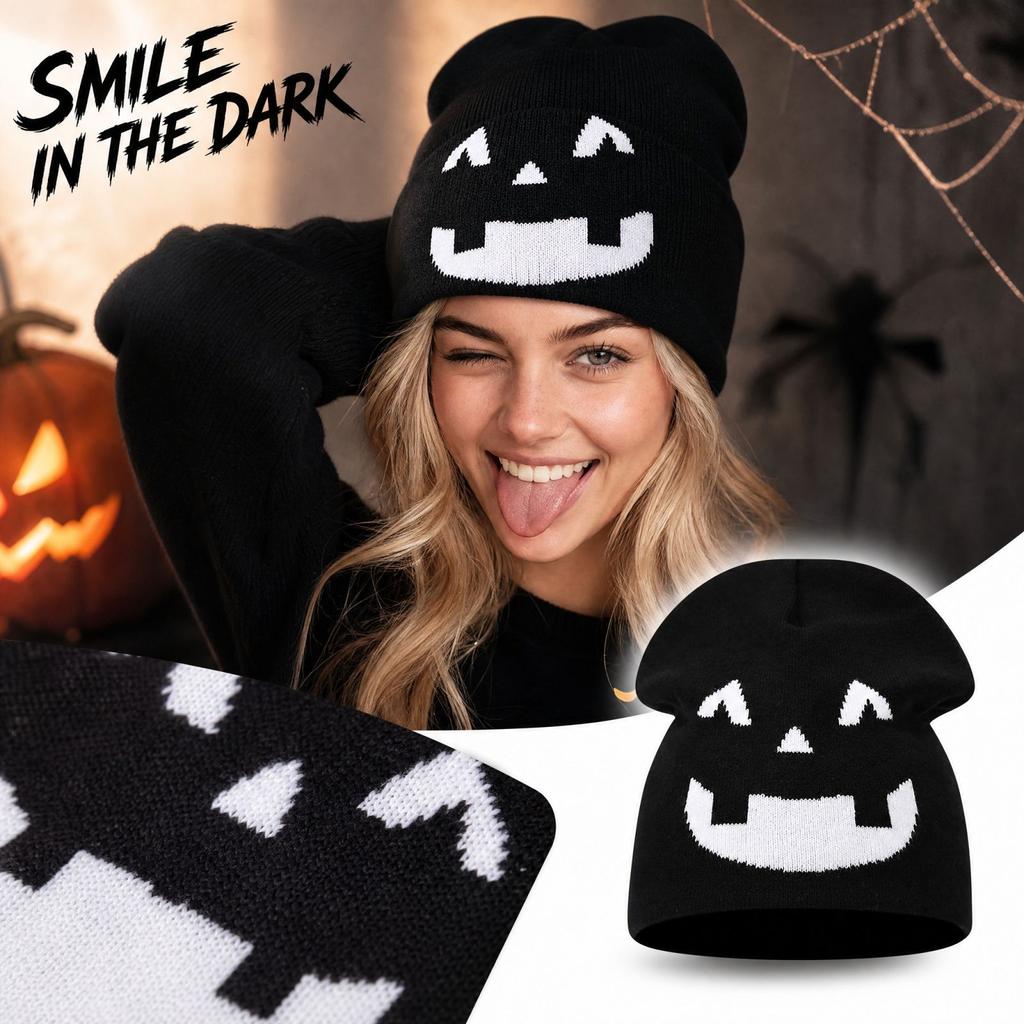 Halloween Pumpkin Knit with - Warm Pullover Hat for Fall and Winter