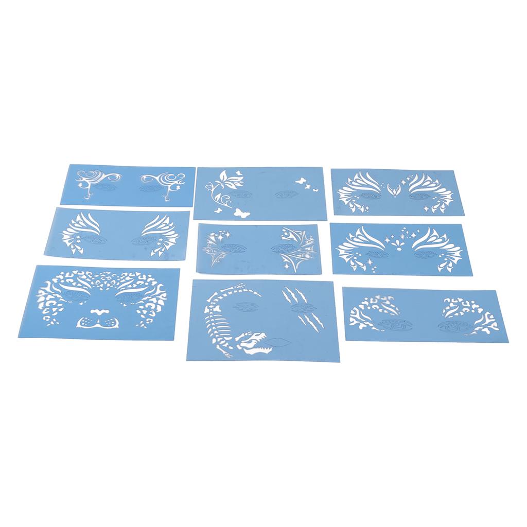9pcs Face Painting Stencils Kit Washable Paint Template Stencils Template for Halloween Holiday Party Cosplay