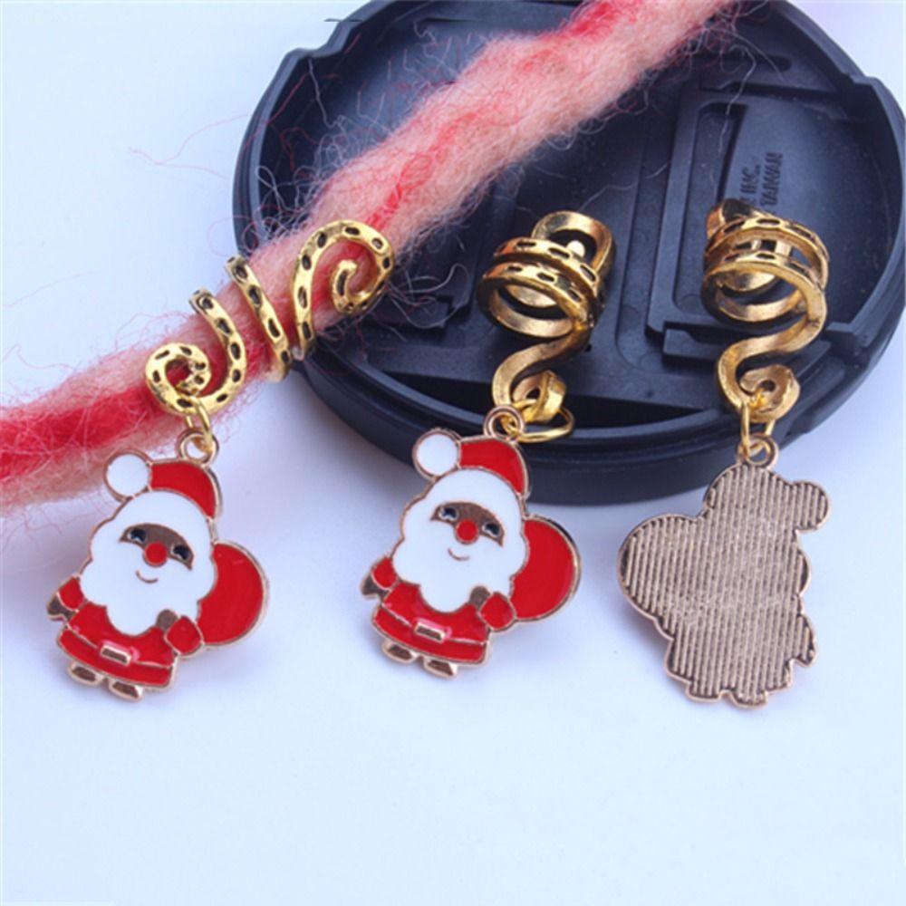 

3 шт. Санта-Клаус дреды бусины золотого цвета волосы косички трубочки сладкое рождественское кольцо для волос 2