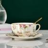 European Bone China Coffee Cup Set – Porcelain Cup, Saucer & Spoon Flowers Tea Set