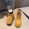 Kick not bad thick-soled big yellow boots women's autumn 2025 new small height increase short boots mountaineering tooling Martin boots