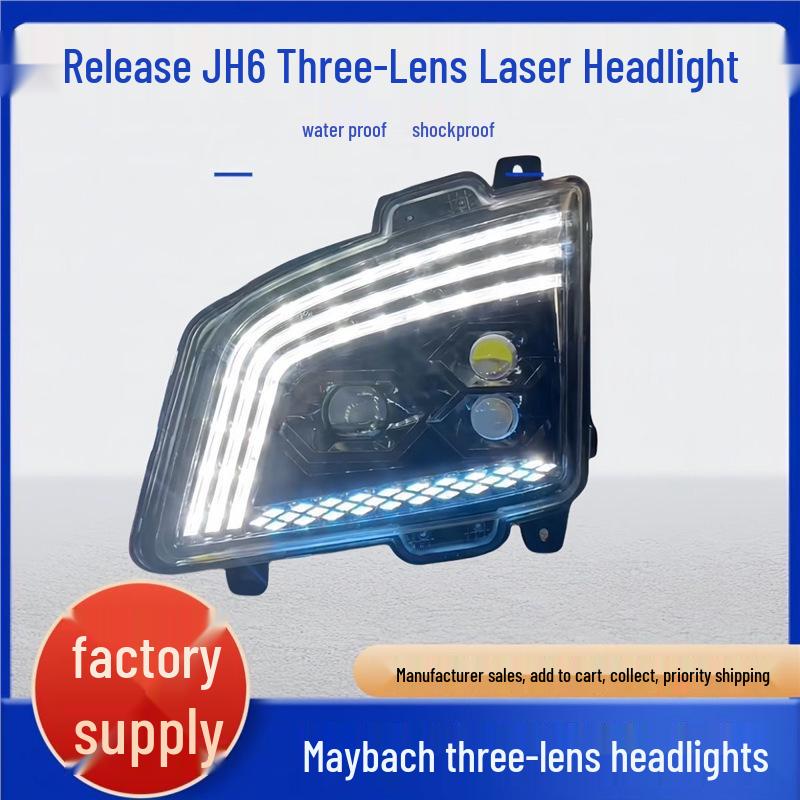 Jiefang JH6 LED Headlight Assembly with Dynamic Turn Signal and High-Brightness Lens Upgrade Three Lens Laser Left