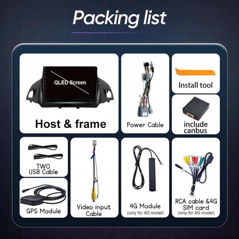 Car Radio For Ford C-MAX Kuga 2 Escape 3 2012 - 2019 Carplay Autoradio Android 14 Auto 4G WIFI GPS Car Multimedia Touch Screen