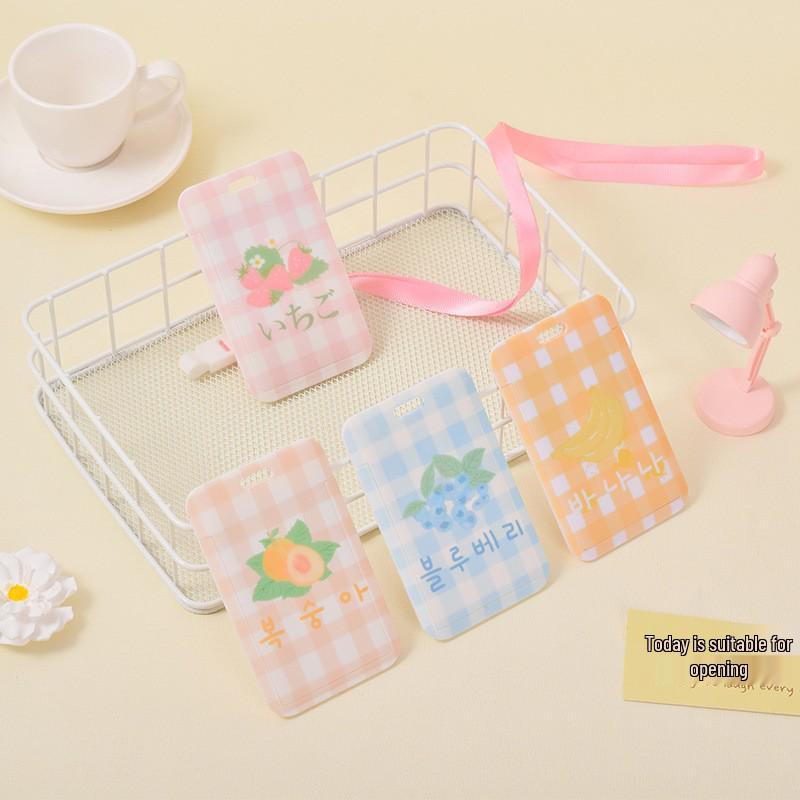 Cartoon Fresh Fruit ID Card Holder - Cute Japanese Korean Style for Students & Work Passes