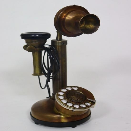 35,56 cm Messing Kerzenleuchter Telefon 1920er Jahre Stil Nachbildung Festnetz Wählscheibe Funktioniert Sammlerstück Heimdeko Telefon Geschenk