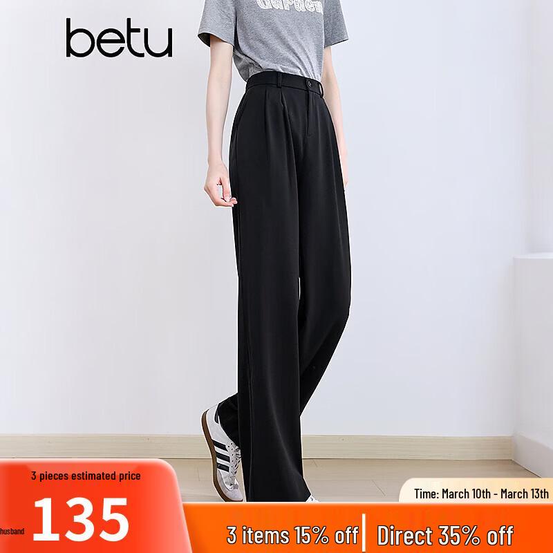 Betu Women s Summer Wide-Leg High-Waist Suit Pants L