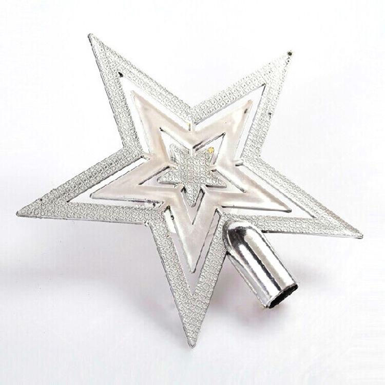 Christmas Five-Pointed Star Tree Topper: Three-Layer Electroplated Plastic Decoration