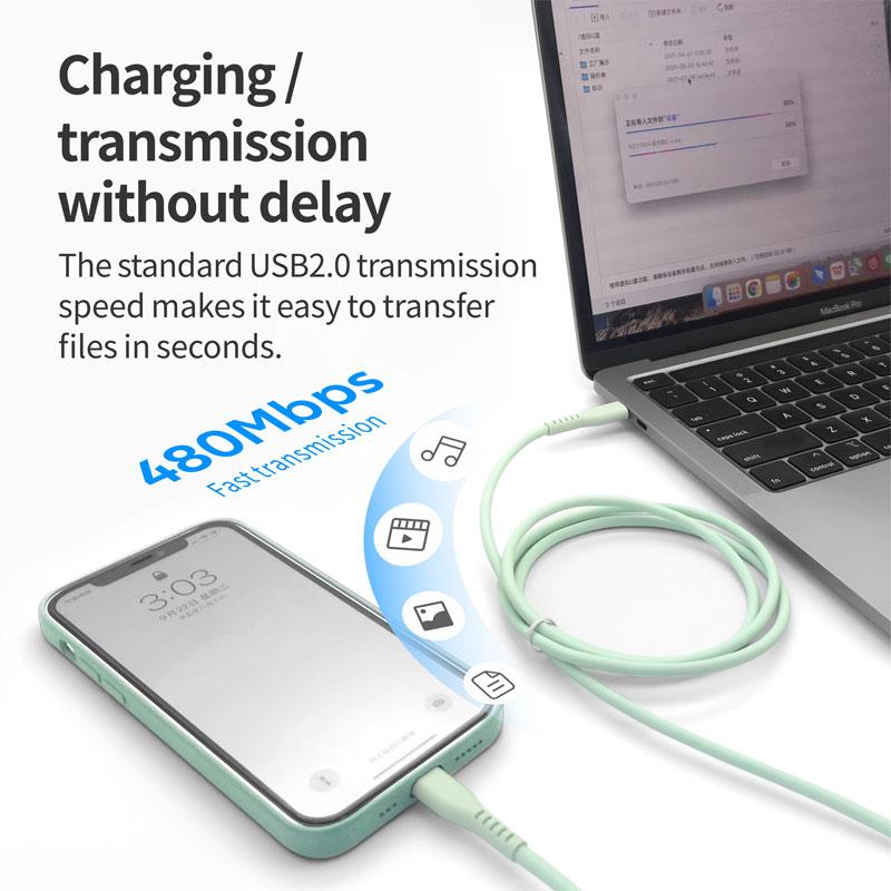 Hot Selling MFi Certified Silicone TPE Braid Type C for Fast Charging Cable PD Data Transfer for IPhone/Earphone