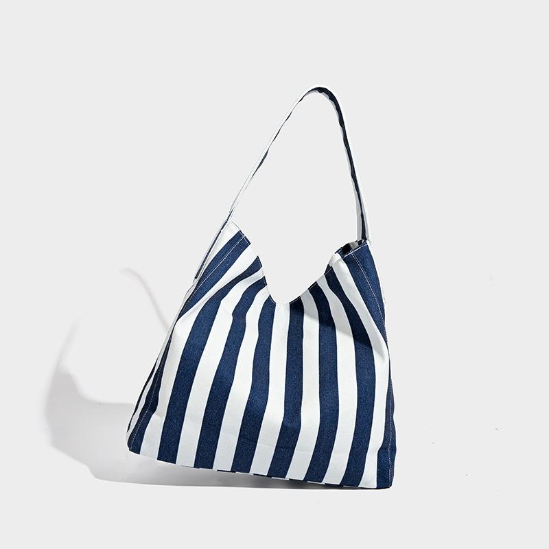 Lockere Canvas Trail Tasche Damen Gestreifte Computertasche Studenten Pendler Umhängetasche